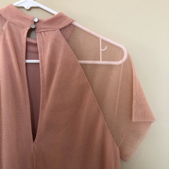 high neck peach sheer dress - Picture 3 of 3